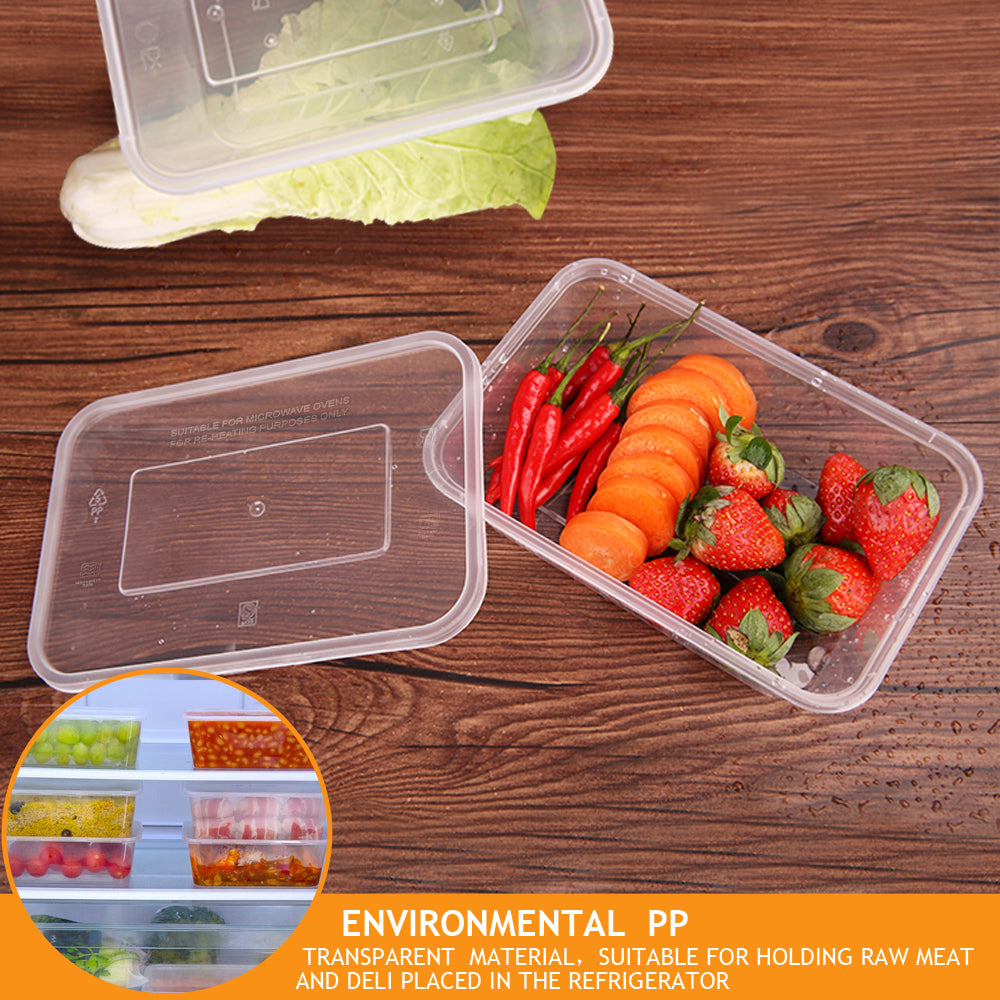 Food Containers Take Away Plastic Base + Lids Bulk 500ml
