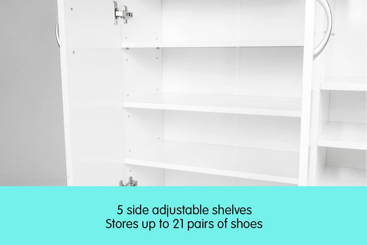 21 Pairs Shoe Cabinet Rack Storage Organiser - 80 x 30 x 90cm - White