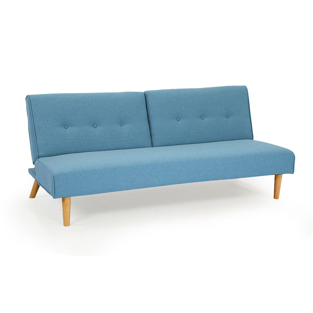 Soho 3 Seater Linen Fabric Sofa Bed Couch Lounge Futon - Light Blue