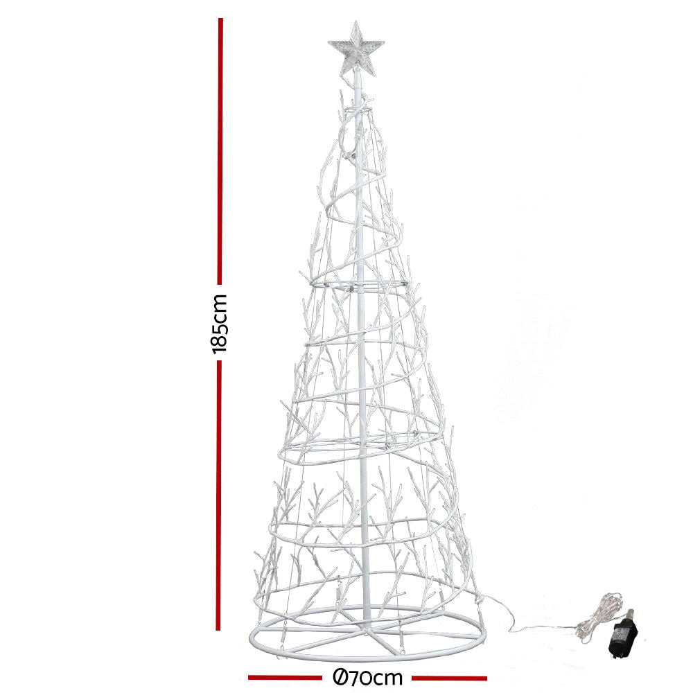 Jingle Jollys 1.85M LED Christmas Tree Lights Xmas 322 LED Cold White Optic Fiber