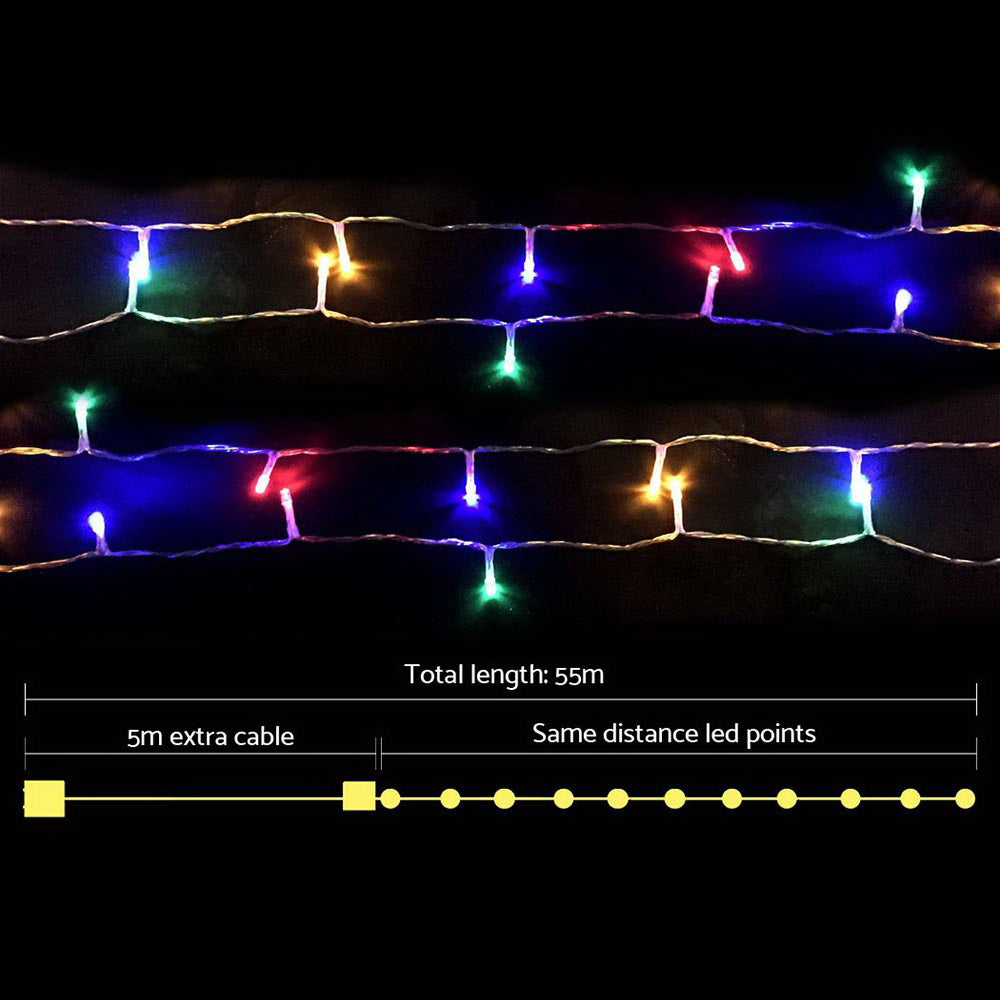 Jingle Jollys 50M Christmas String Lights 500LED Multi Colour