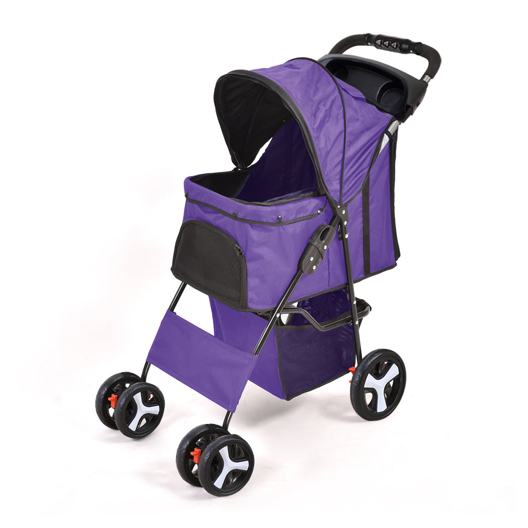 PaWz 4 Wheels Pet Stroller Dog Cat Cage Puppy Pushchair Travel Walk Carrier Pram
