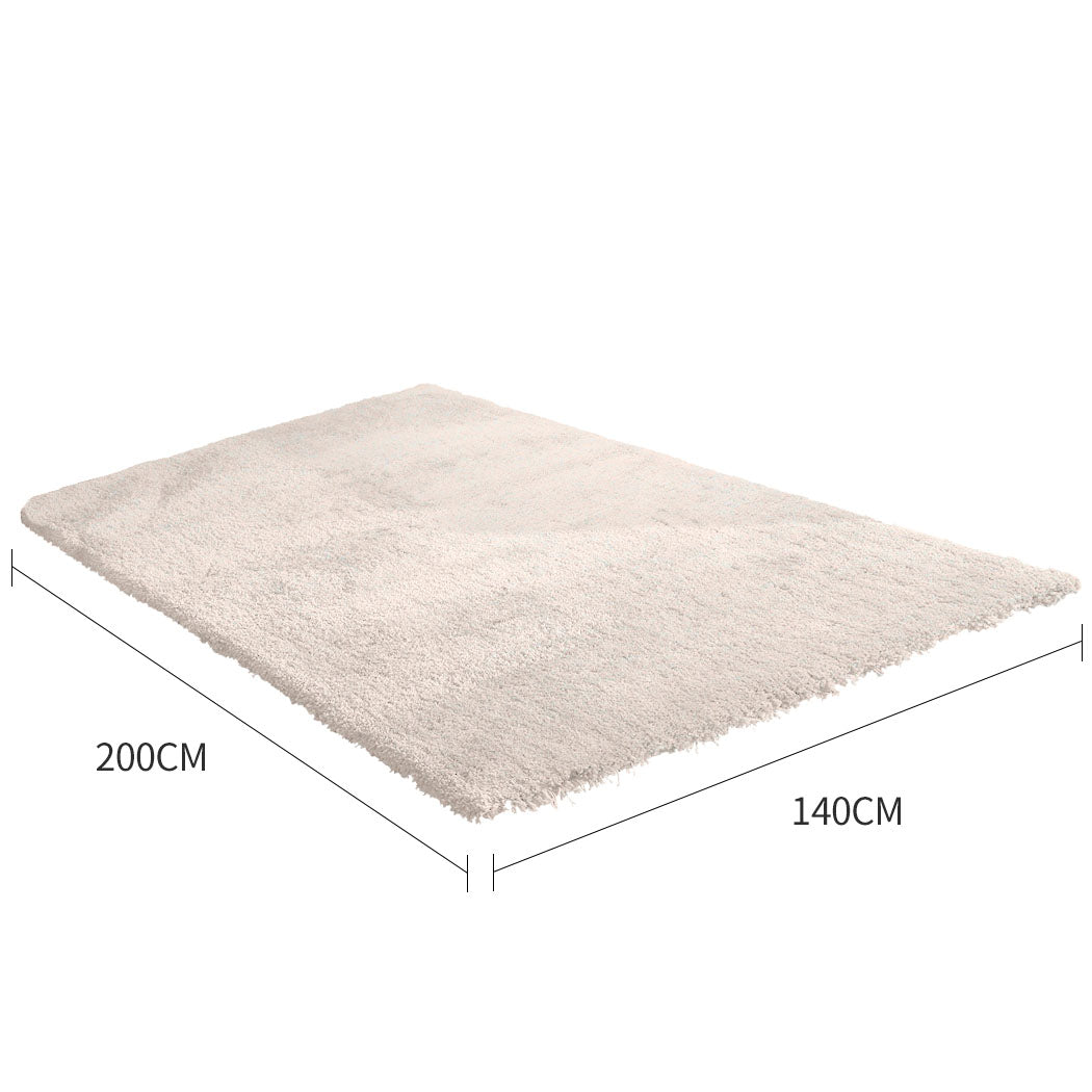 Ultra Soft Anti Slip Rectangle Plush Shaggy Floor Rug Carpet in Beige 200X140cm