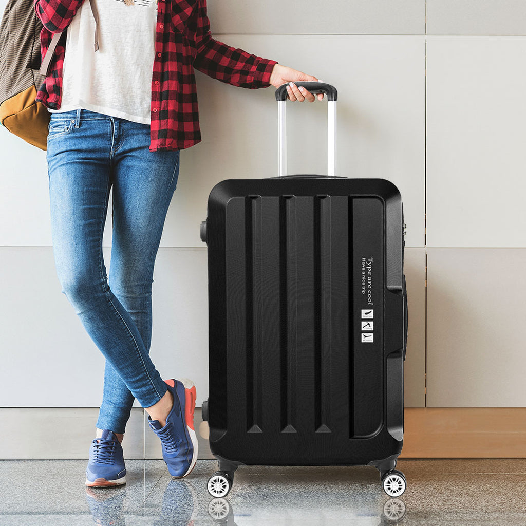 20" Carry On Luggage Hard side Lightweight Travel Cabin Suitcase TSA Lock Black