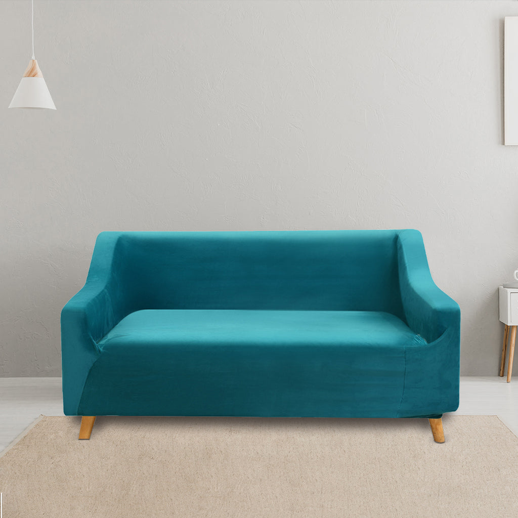 Sofa Cover Couch High Stretch Super Soft Plush Protector Slipcover 2Seater Green