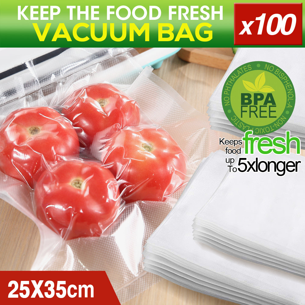 100x Commercial Grade Vacuum Sealer Food Sealing Storage Bags Saver 25x35cm