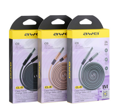 Awei CL-11 Case-Hardened Knitting Fast Charge Data Cable Lightning Iphone - Store Zone-Online Shopping Store Melbourne Australia