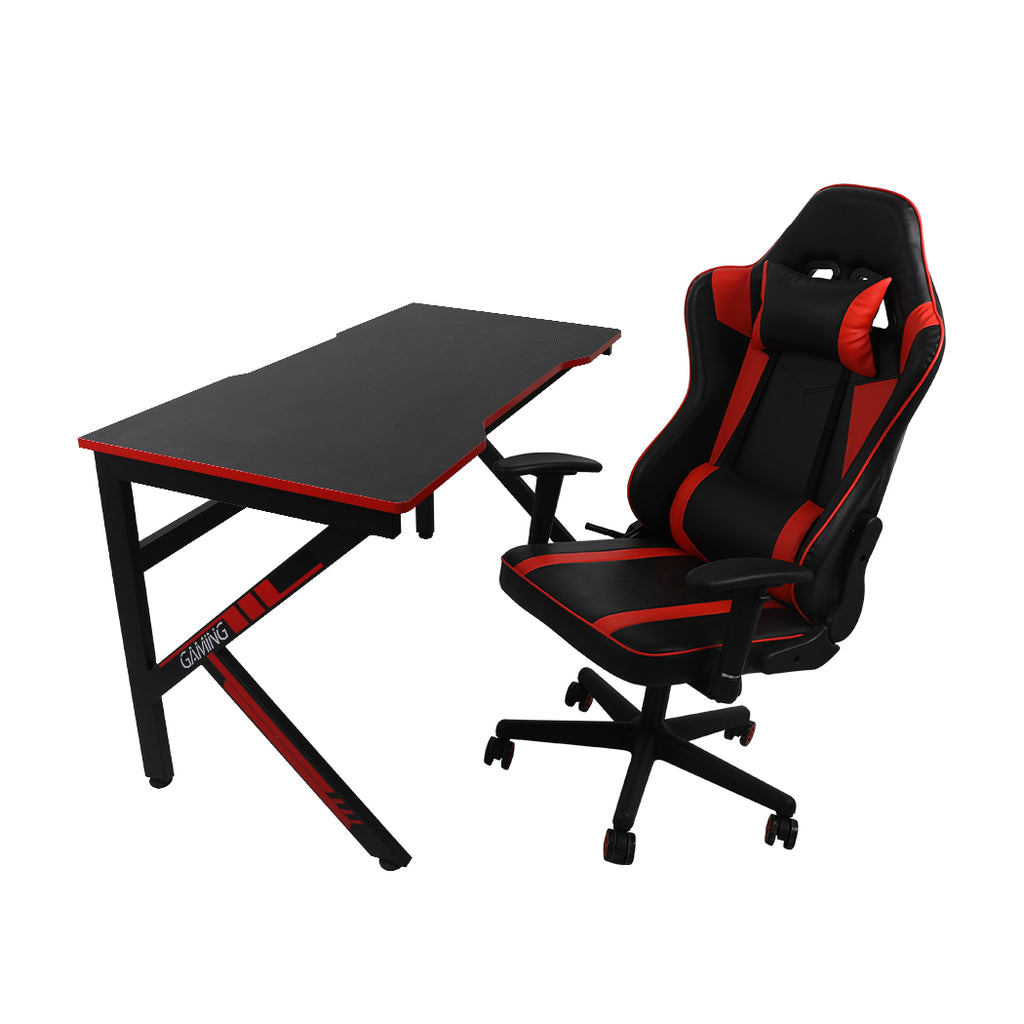 Gaming Chair Desk Computer Gear Set Racing Desk Office Laptop Chair Study Home K shaped Desk Red Chair