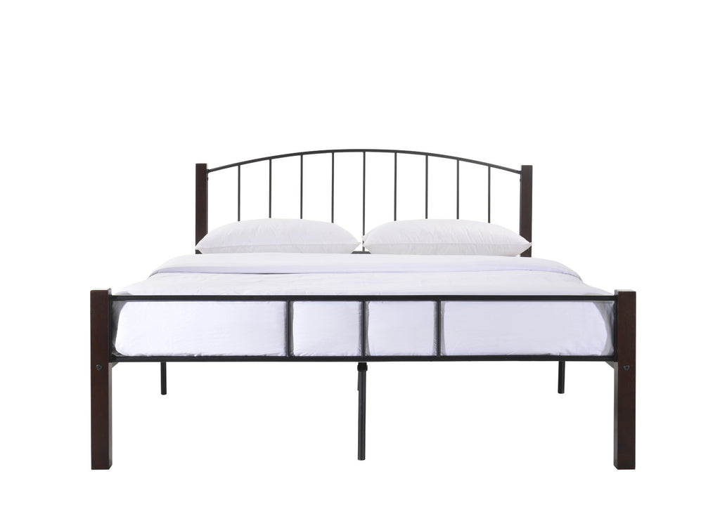QUEEN  bed frame w/ solidwood post in Black + Wenge