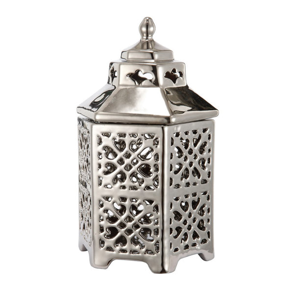 Pergoda Silver Ceramic Lantern