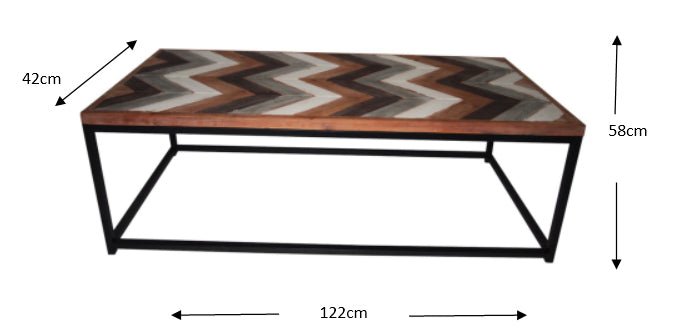 Wooden Coffee Table Contemporary Home Living Room or Office Wooden top Metal Frame