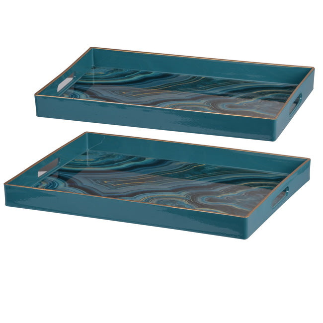Marbled Blue Set of 2 Trays