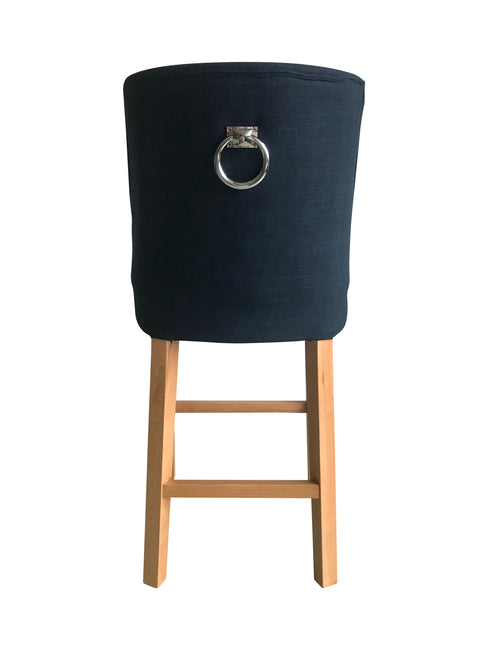 Cordelia Barstool French Navy with chrome ring
