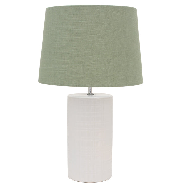 Channing white Bedside modern Lamp w/Green Shade