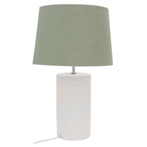 Channing white Bedside modern Lamp w/Green Shade