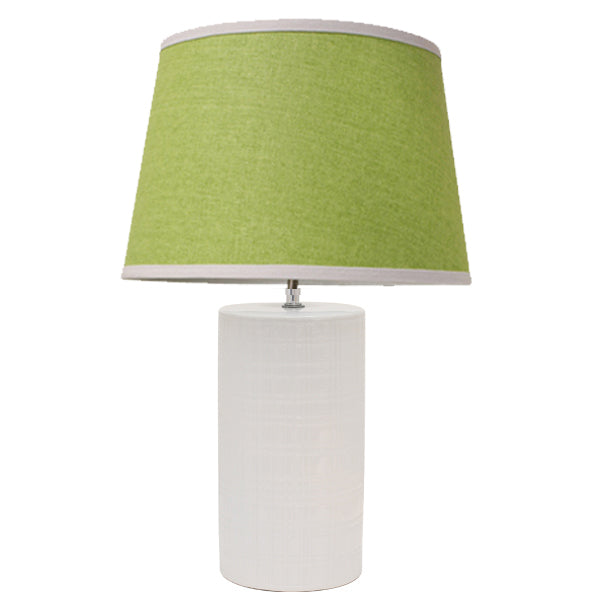 Patrick white Bedside Lamp with green tapered shade