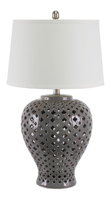 Lattice Tall Grey Table Lamp