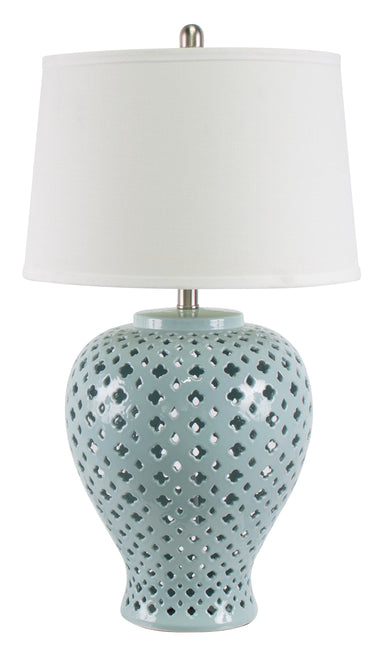 Lattice Tall Turquoise Table Lamp