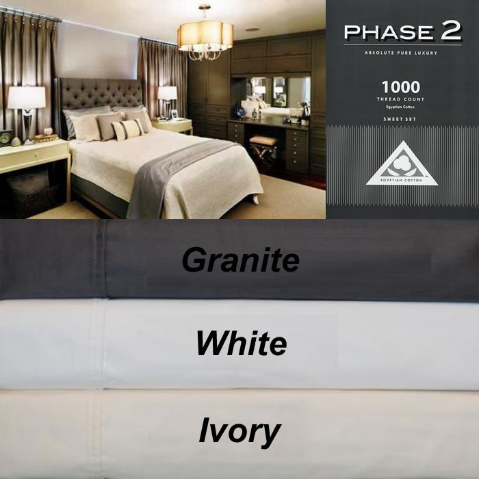 1000TC Cotton Sateen Ivory King Sheet Set by Phase 2