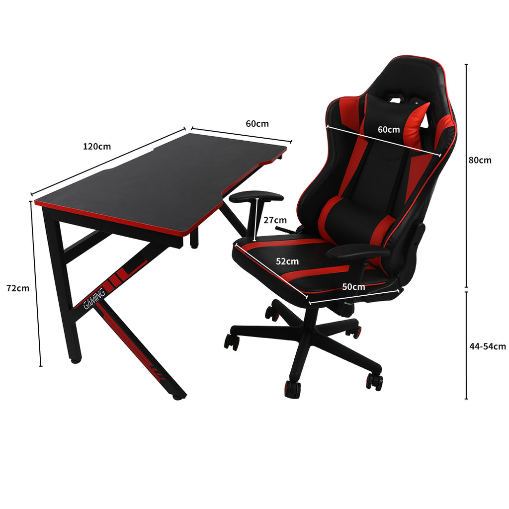Gaming Chair Desk Computer Gear Set Racing Desk Office Laptop Chair Study Home K shaped Desk Red Chair