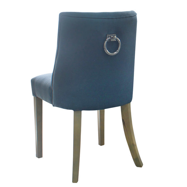 Ophelia Dining Chair Blue silver Ring  wood legs