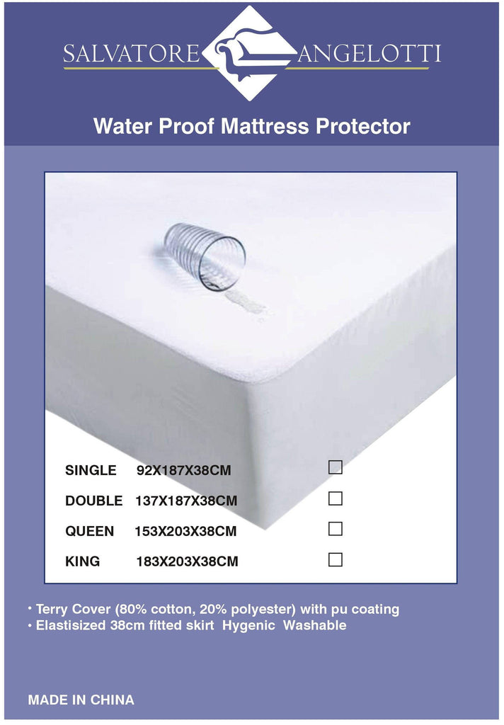 Single Mattress Protector - Waterproof Terry w Skirt
