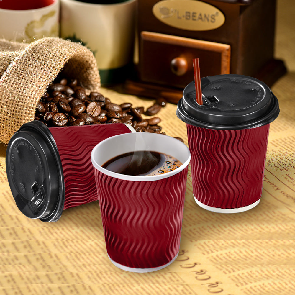 Disposable Coffee Cups Triple Wall 8oz 500pcs Red