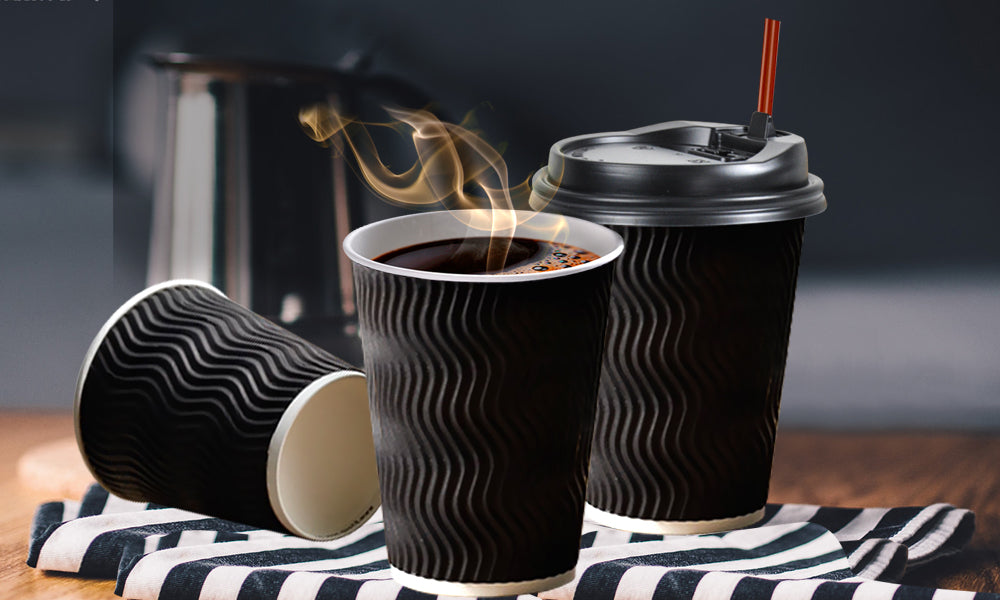Disposable Coffee Cups Triple Wall 16oz 200pcs Black