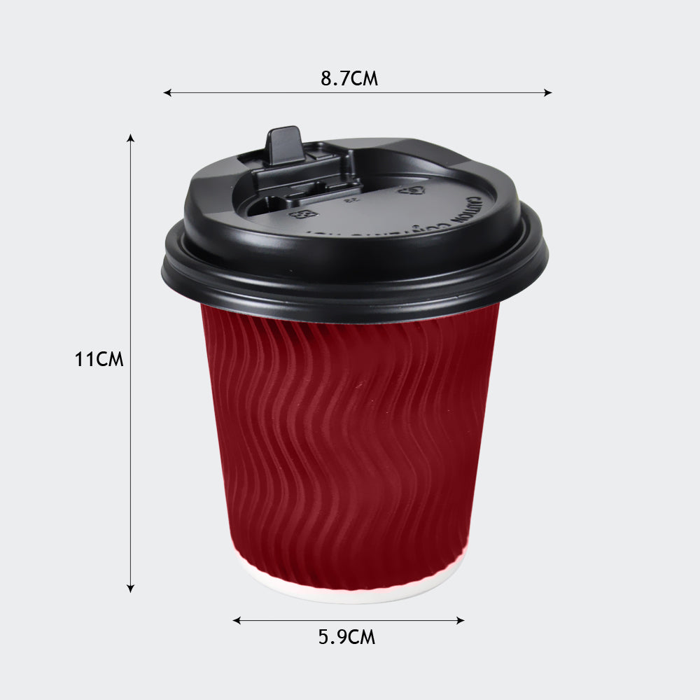 Disposable Coffee Cups Triple Wall 12oz 200pcs Red