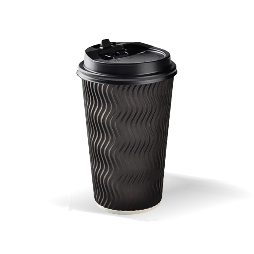 Disposable Coffee Cups Triple Wall 16oz 200pcs Black