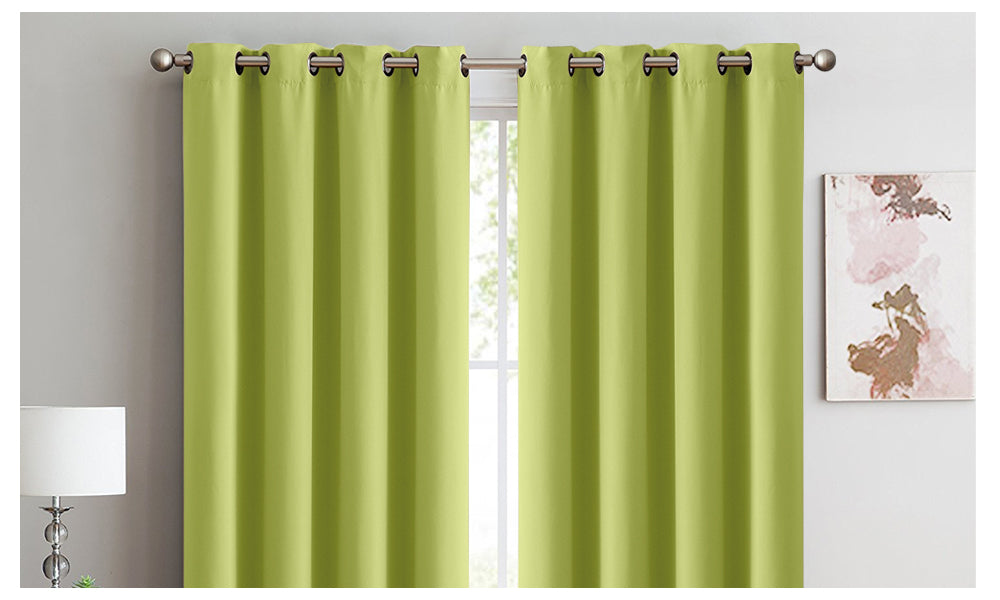2x 100% Blockout Curtains Panels 3 Layers Eyelet Avocado 140x230cm