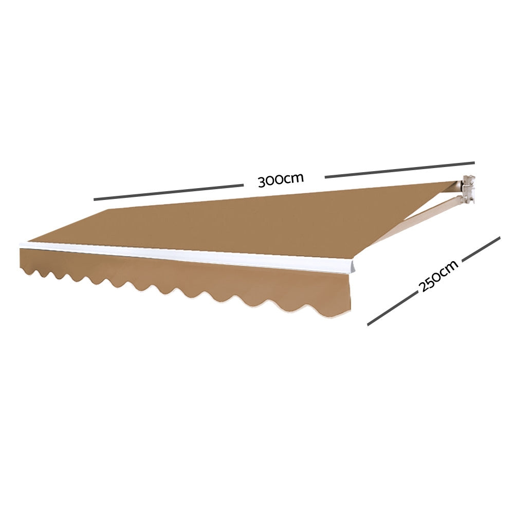 Instahut 3M x 2.5M Outdoor Folding Arm Awning - Beige