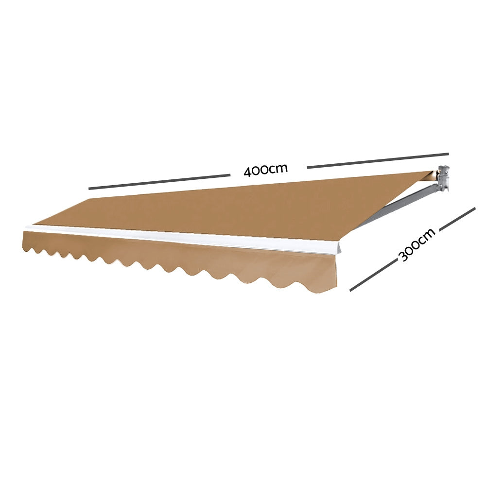 Instahut 4M x 3M Outdoor Folding Arm Awning - Beige