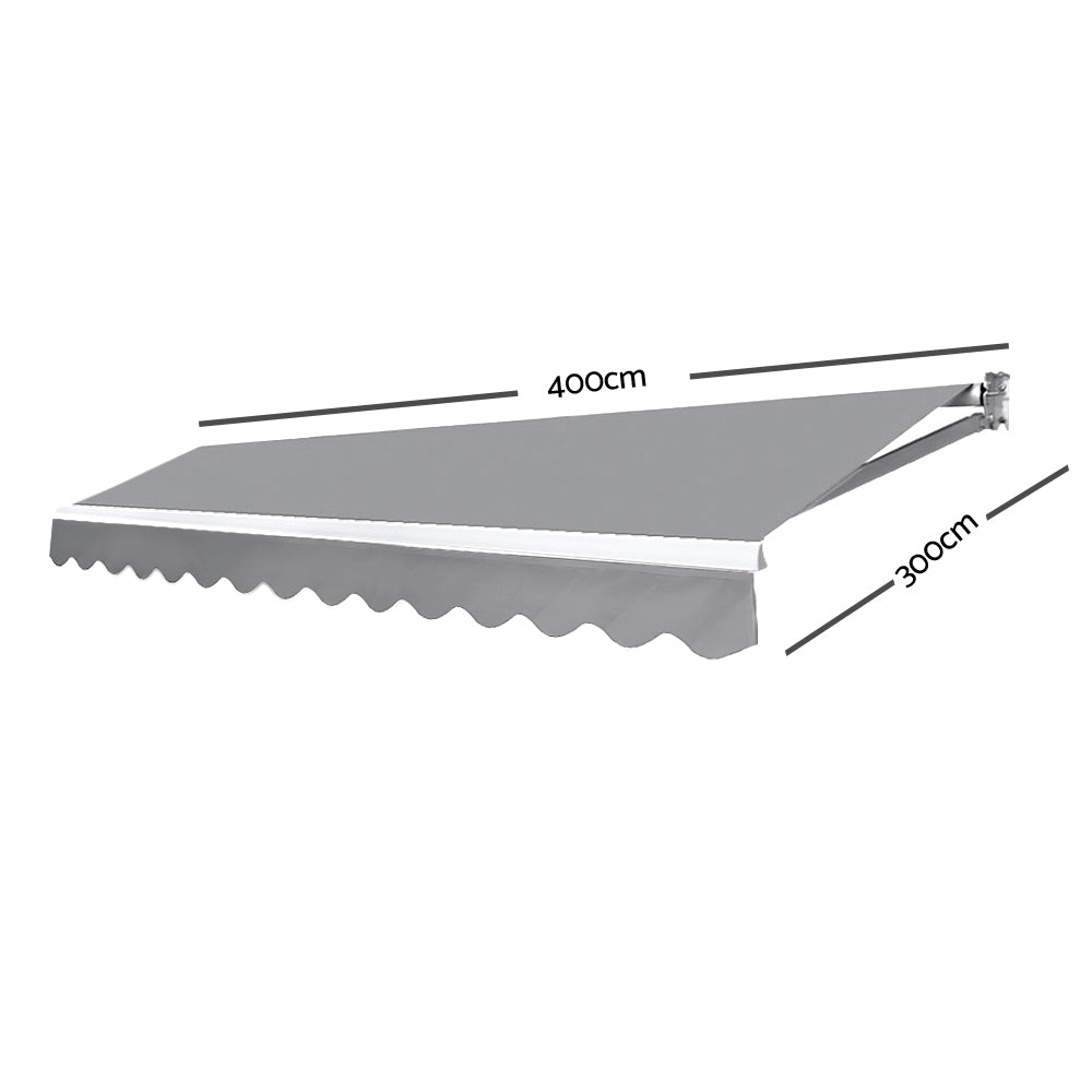 Instahut 4M x 3M Outdoor Folding Arm Awning - Pegru