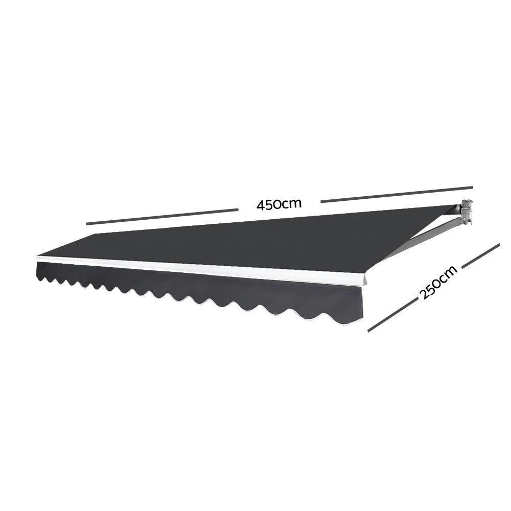 Instahut Motorised 4.5x2.5m Folding Arm Awning - Grey