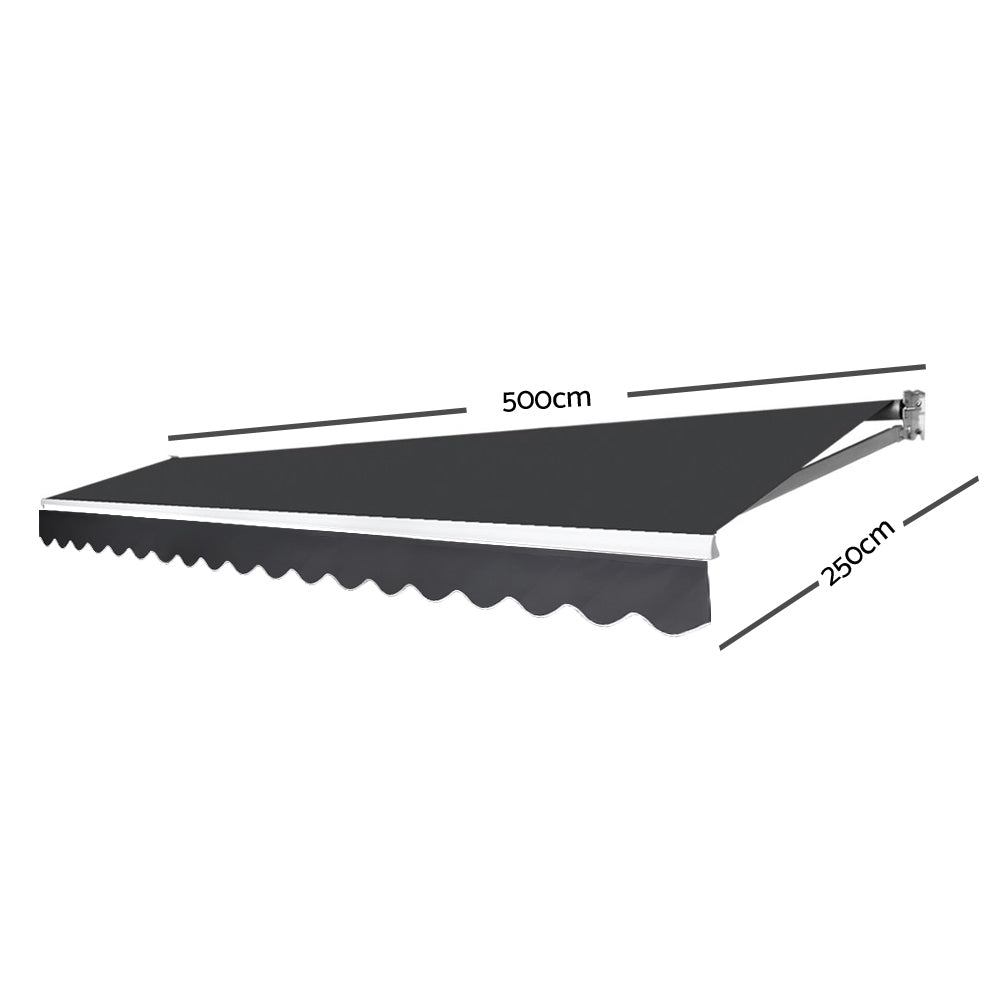 Instahut Motorised 5x2.5m Folding Arm Awning - Grey