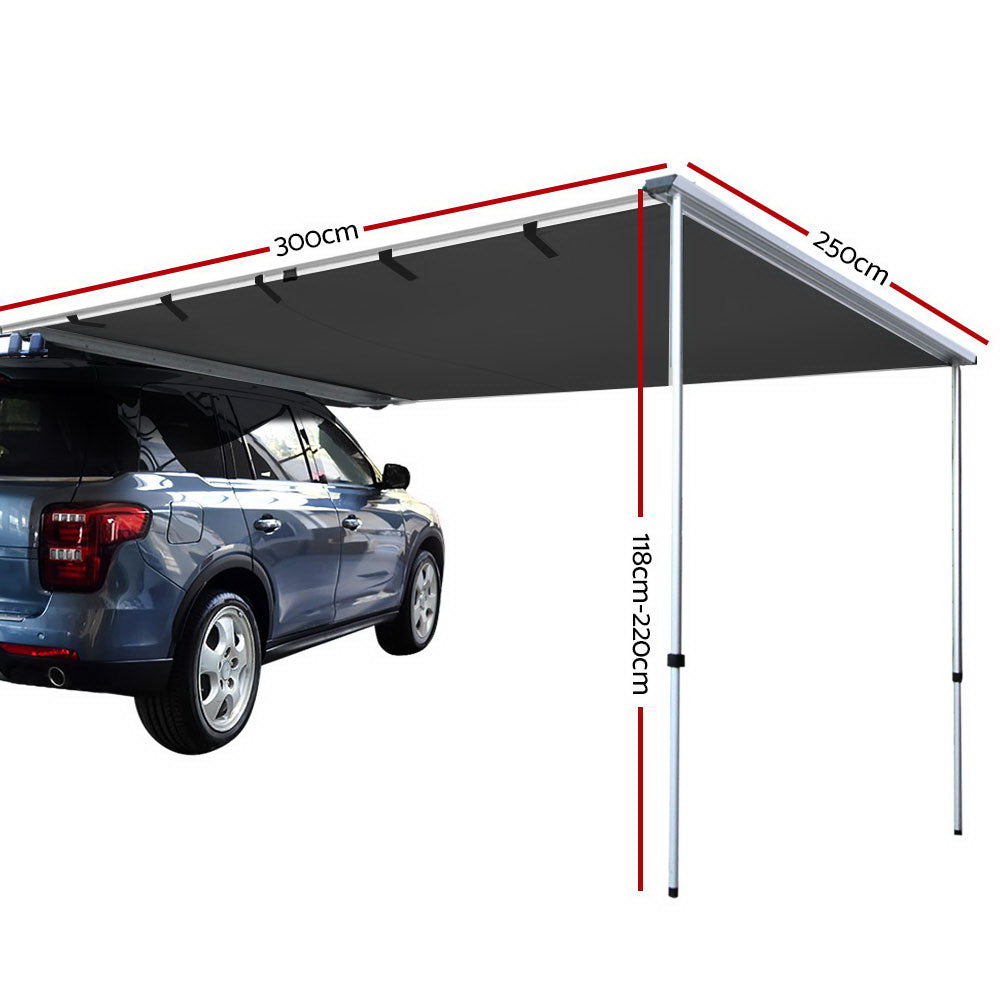 Car Shade Awning 2.5 x 3M - Charcoal Black