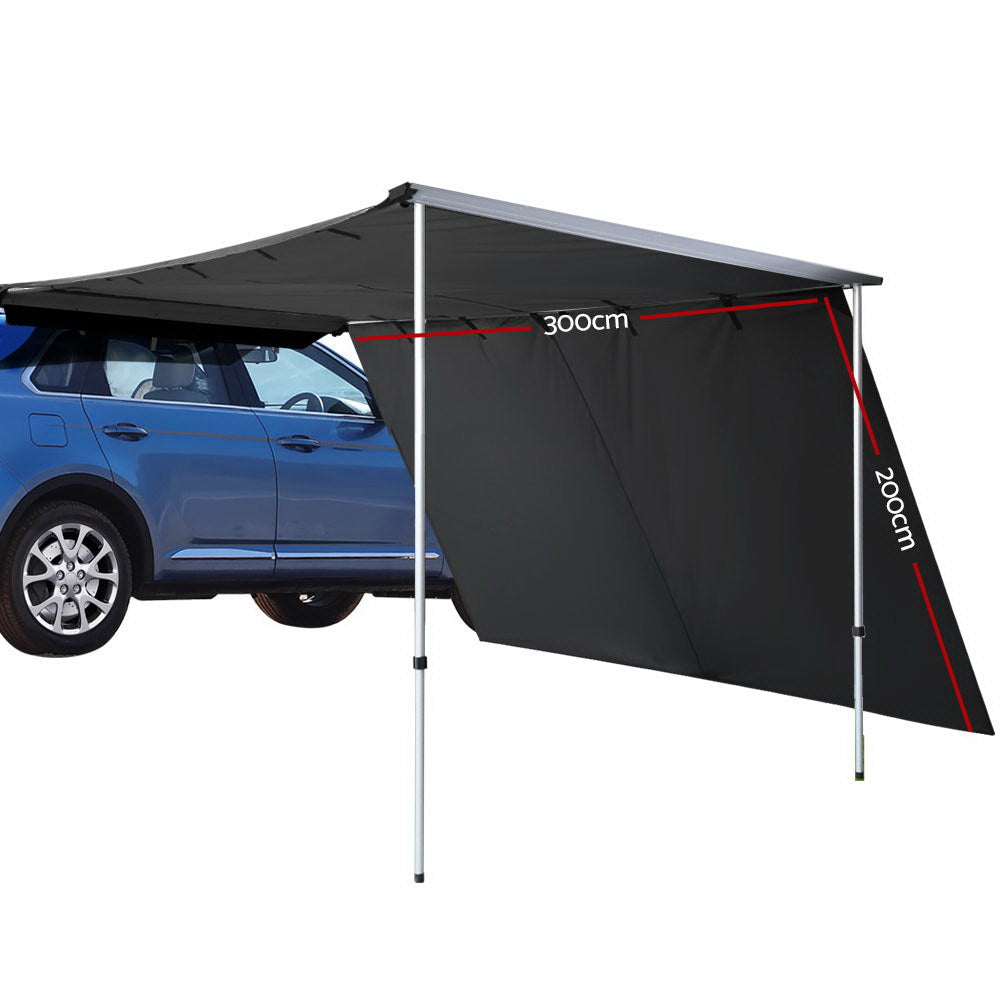 Car Shade Awning Extension 3 x 2M - Charcoal Black