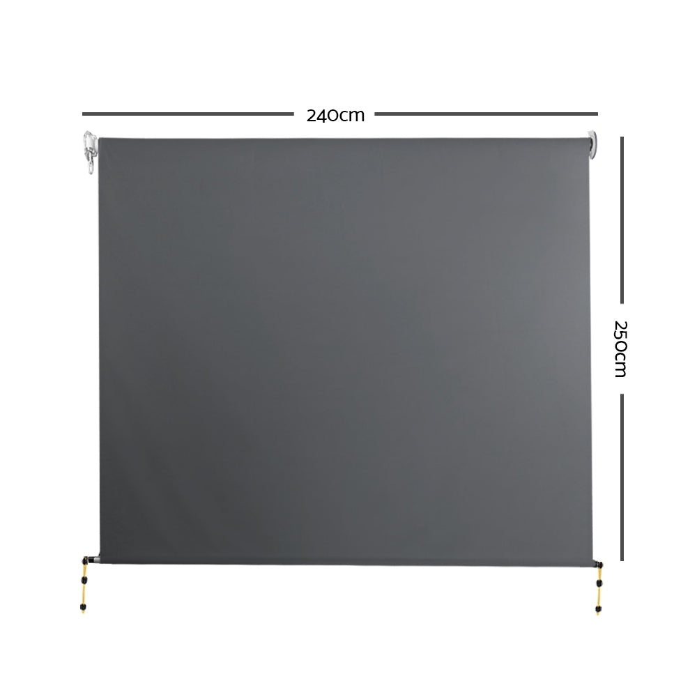 Instahut 2.4m x 2.5m Retractable Roll Down Awning - Grey