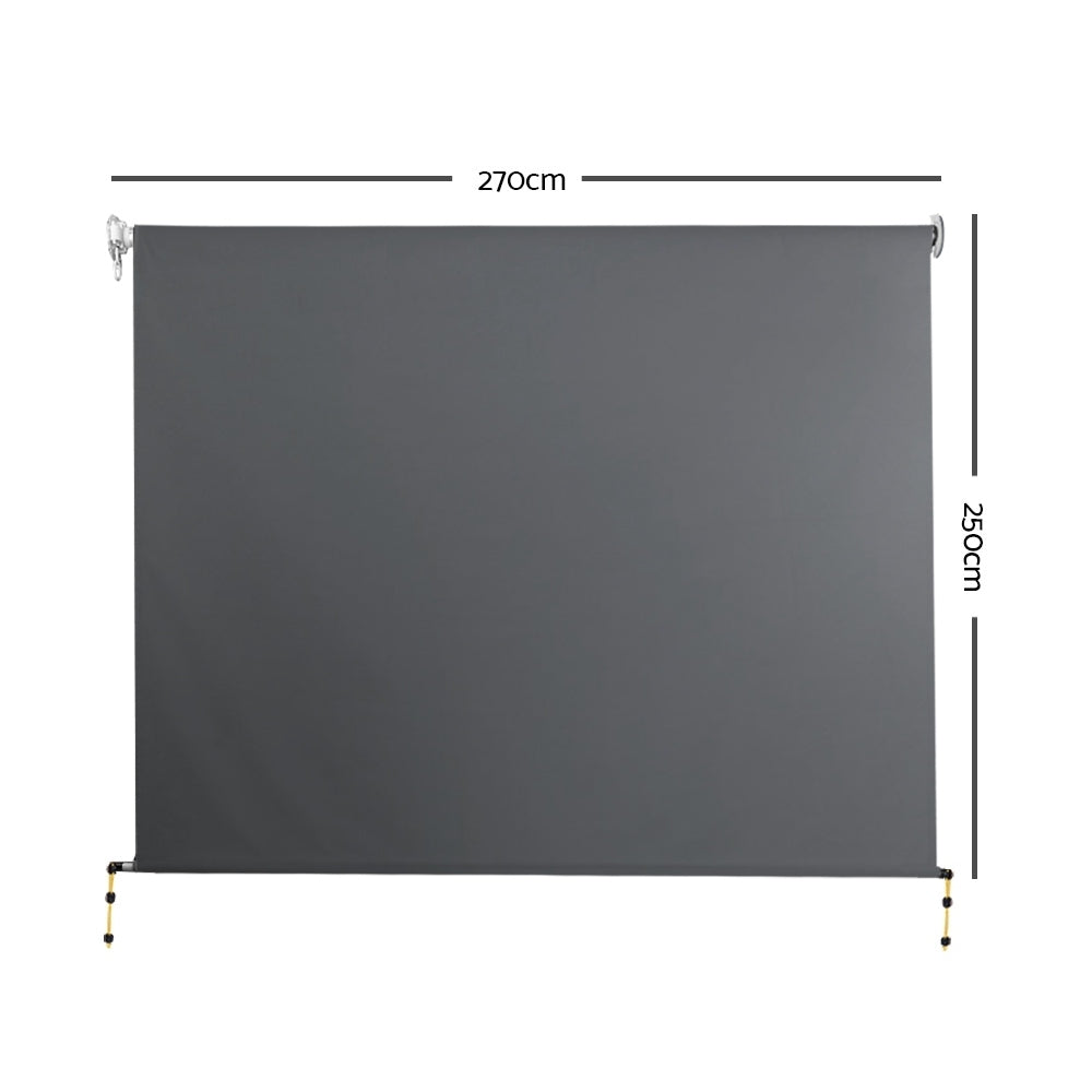 Instahut 2.7m x 2.5m Retractable Roll Down Awning - Grey