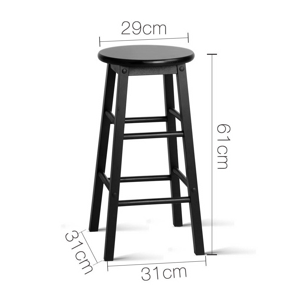 Artiss Set of 2 Beech Wood Backless Bar Stools - Black