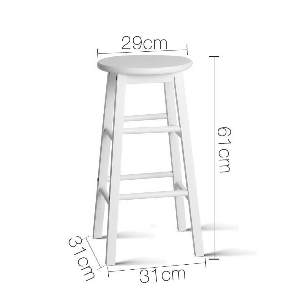 Artiss Set of 2 Beech Wood Backless Bar Stools - White