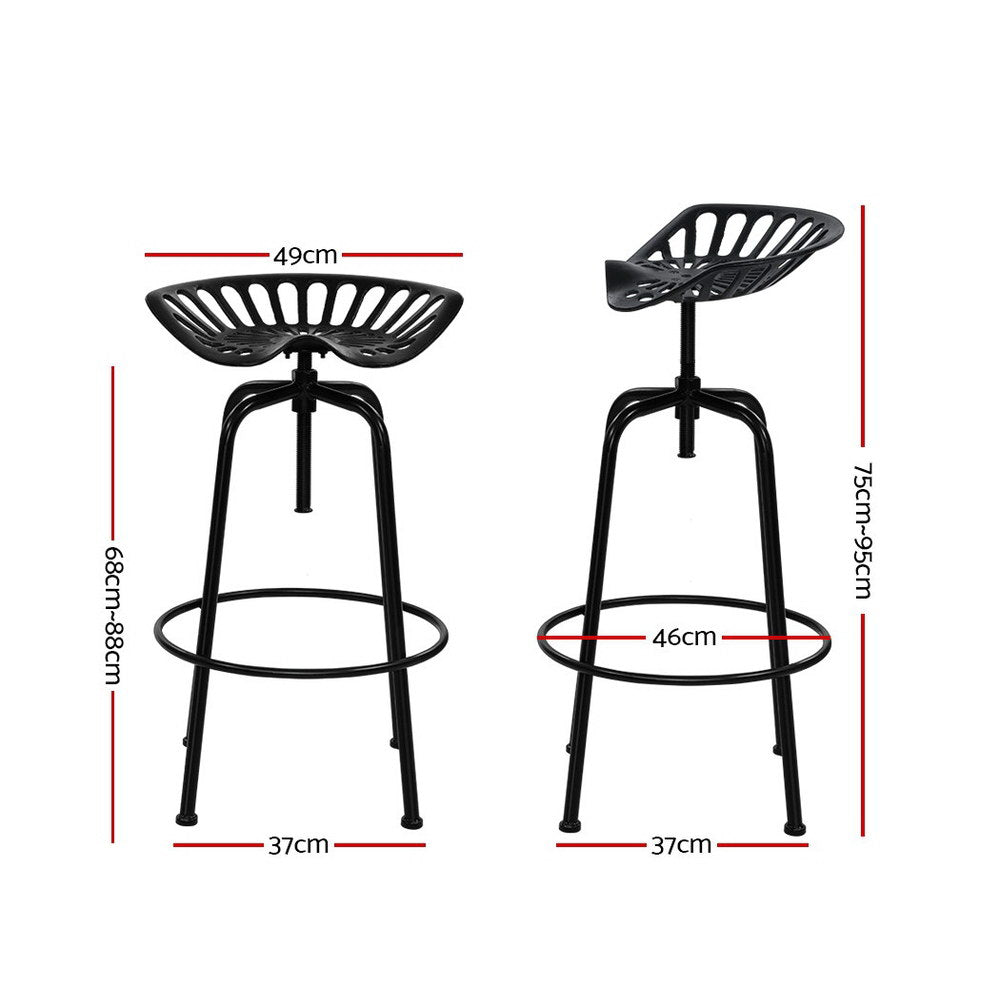 Artiss 1x Kitchen Bar Stools Tractor Stool Chairs Industrial Vintage Retro Swivel Barstools Metal Black