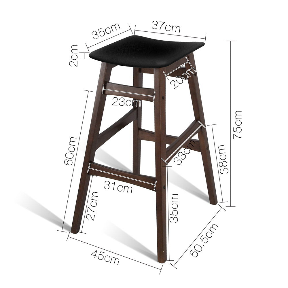 Artiss Set of 2 Wooden and Padded Bar Stools - Black