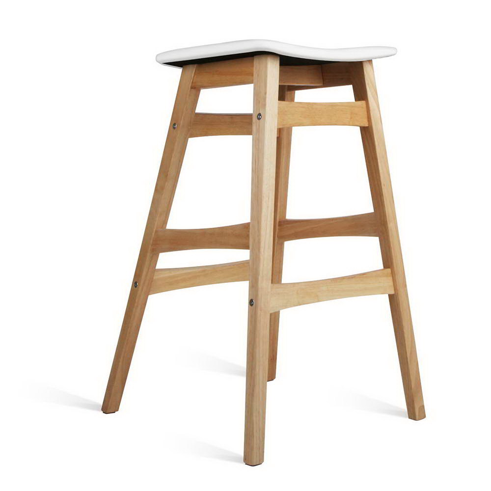 Artiss Set of 2 Wooden and Padded Bar Stools - White