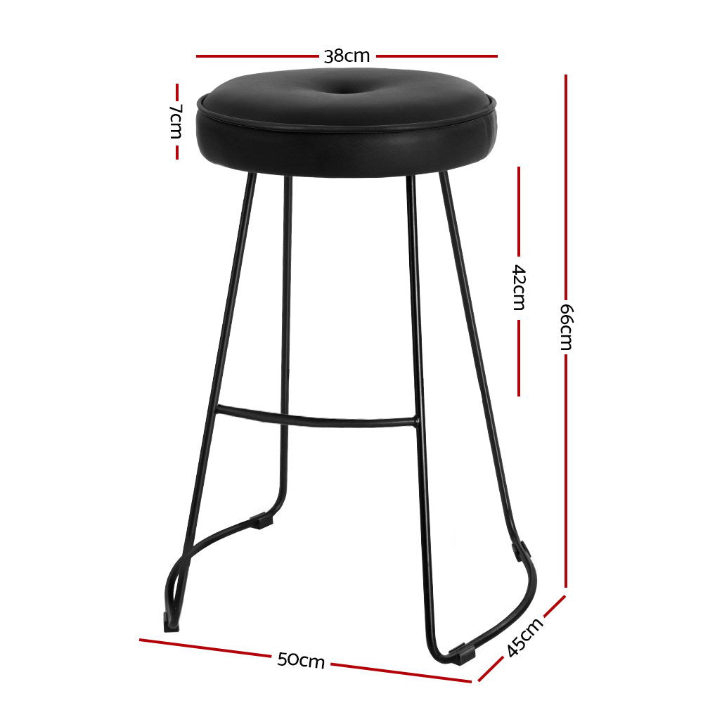 Artiss 2x Bar Stools Kitchen Stool Chairs Modern Metal Leather Black