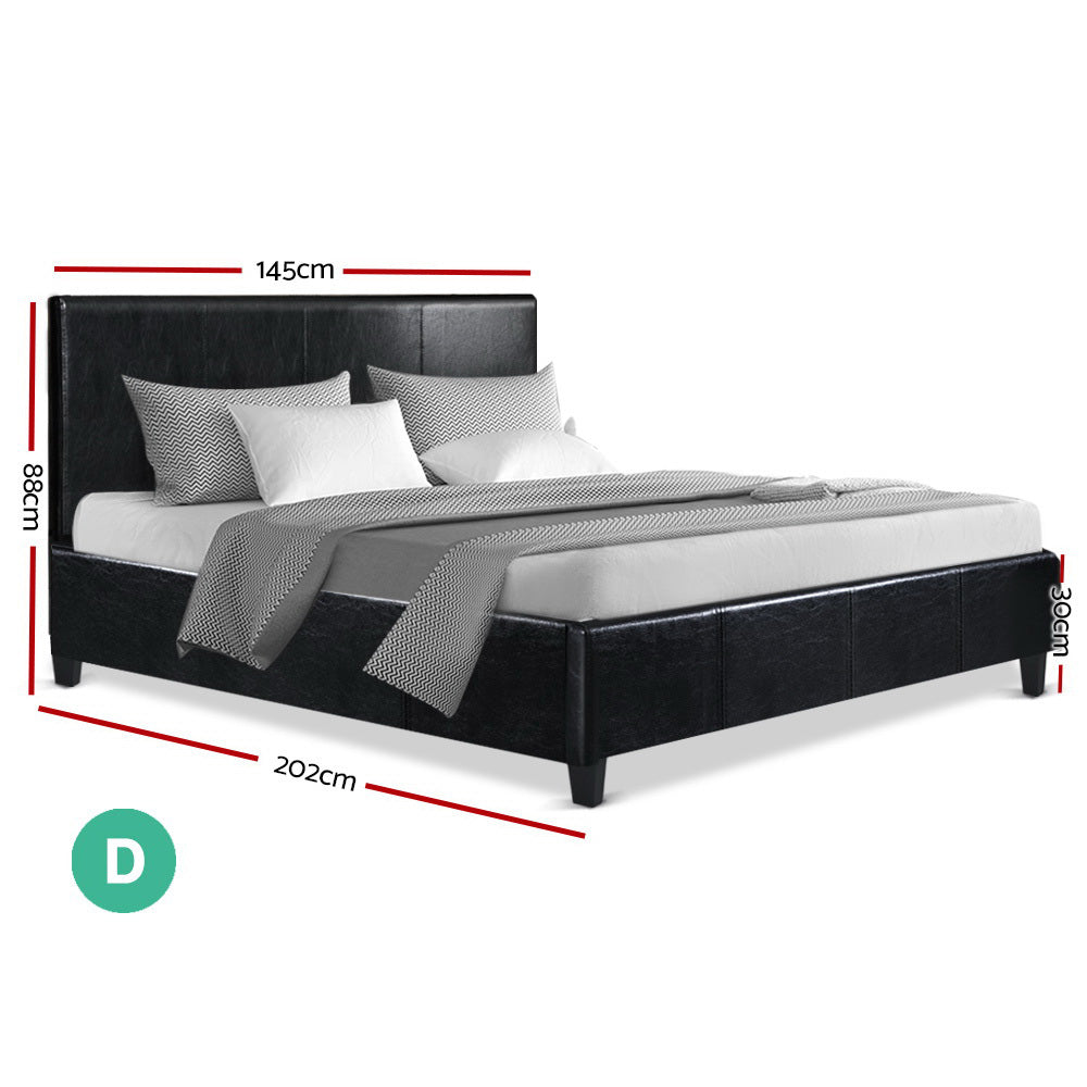 Artiss Double Size PU Leather Bed Frame Headboard - Black