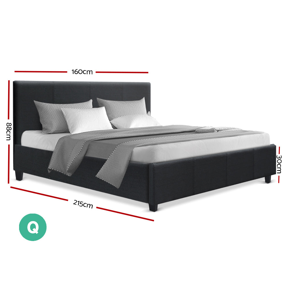 Queen Size Fabric Bed Frame - Charcoal