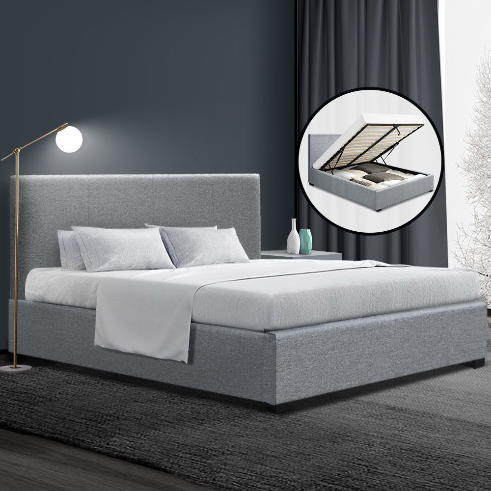 Artiss Double Size Fabric and Wood Bed Frame Headborad - Grey