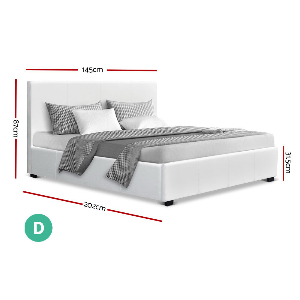 Artiss Double Size PU Leather and Wood Bed Frame Headborad -White